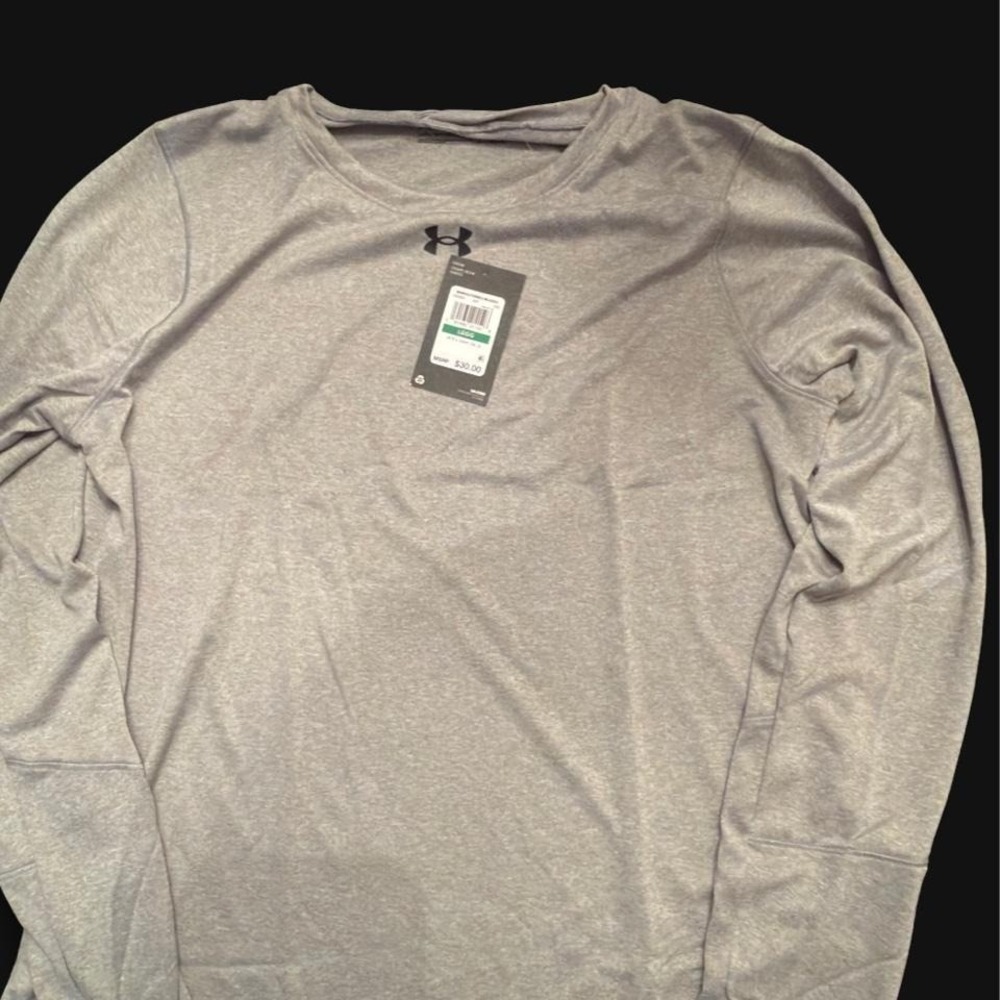 Under Armour Mens HeatGear Long Sleeve Shirt Grey Heather Loose Fit LG NWT